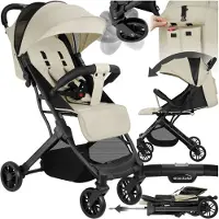 TecTake Poussette buggy FINN pliable avec harnais à 5 points - gris/beige