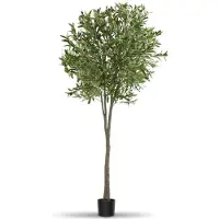 TecTake Olivier artificiel Oleand - Plante artificielle méditerranéenne avec feuilles et olives réalistes - Facile d'entretien et polyvalent - Pot de fleur robuste inclus - Hauteur : 210 cm