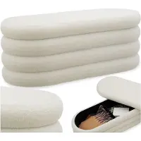 TecTake Banc rembourré avec rangement - Tabouret élégant et pratique pour le salon, l'entrée ou la chambre à coucher - Design scandinave - Confort et fonctionnalité en un seul meuble - Boucle - Beige