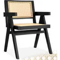 TecTake Chaise de salle à manger LISSY avec cannage viennois au style bohème - noir, par pièce