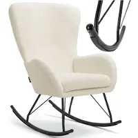 TecTake Swing Rocking Chair - Fauteuil bouclé rembourré avec patins en acier et coussin d'assise extra épais - Design scandinave, facile d'entretien et ergonomique - crème/noir