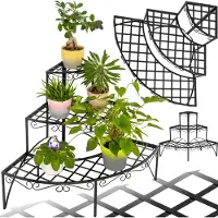 TecTake - escalier pour plantes, mobilier pour plantes, escalier pour plantes, 3 marches modèle d'angle - 401712
