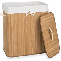 TecTake - Panier à linge en bambou avec sac à linge 100L naturel 401834
