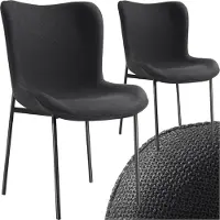 TecTake Chaise rembourrée Tessa - Tissu noir/noir, Lot de 2
