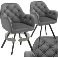 TecTake Fauteuil pivotant en velours Lucia, rembourré - gris anthracite, Lot de 2