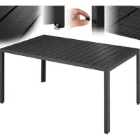 TecTake - Table de jardin 150 x 90 x 74,5 cm - Résistante aux intempéries, montage facile - Réglable - Structure en aluminium avec plateau en plastique - noir