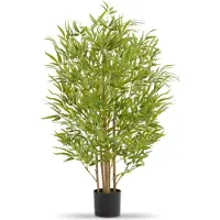 TecTake Arbre artificiel en bambou - Plante artificielle fidèle à la nature avec des feuilles réalistes et un pot de fleurs robuste - Peu d'entretien et polyvalent - Hauteur : 120 cm