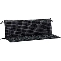 vidaXL Coussins De Banc De Jardin Lot De 2 Carreaux Noir 150x50x7 Cm