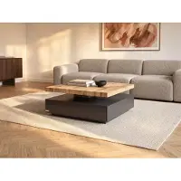 Vente-unique Table Basse Kyria - 1 Tiroir & Plateau Pivotant - Mdf - Coloris : Anthracite Et Chêne