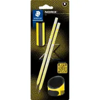 Staedtler Blister Norix 181 2 crayons graphite + 1 taille-crayon 516 + 1 gomme 523 Jaune et Noir