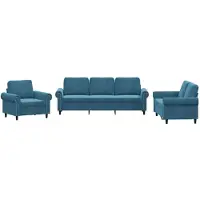vidaXL Ensemble de canapés 3 pièces avec coussins bleu velours