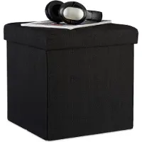 Relaxdays Tabouret pliant rangement lin