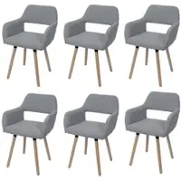Mendler Lot de 6 chaises de salle à manger HWC-A50 II, chaise de cuisine chaise rembourrée, bois tissu/textile bouclé (450g/m²) MVG gris