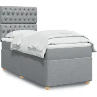 vidaXL Lit boxspring avec matelas gris clair 100x200 cm Tissu