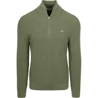 Gant Pull Demi-Zip Micro-Texturé Vert
