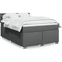 vidaXL Lit boxspring avec matelas gris foncé 140x190 cm Tissu