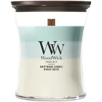 Woodwick Trilogy Driftwood Shores bougie parfumée avec mèche en bois 275 g