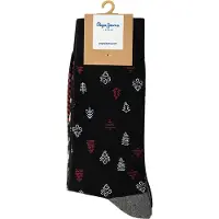 Pepe Jeans pour homme. PMU30072 Lot de 3 paires de chaussettes en forme d'arbre de Noël noir (S-M), Homewear, Coton