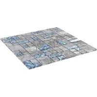 vidaXL Carrelage en mosaïque 11 pcs Gris et bleu 50 x 50 cm Verre