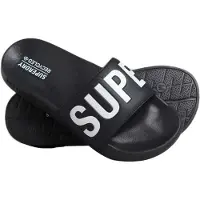 Superdry Femme Logo En Relief Code Core Claquettes De Piscine, Noir &amp; Blanc - Taille: S