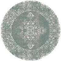 FRAAI Tapis rond vintage - Spring Ethnic Vert/Crème | Ø 200 cm | Rond | Pile courte