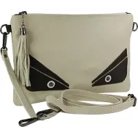 Toscanto sac en cuir sac à bandoulière sac à main beige blanc noir OTT805UW
