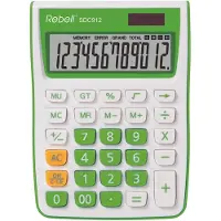 Rebell RE-SDC912GR Calculatrice de bureau SDC912, calculatrice de bureau à 12 chiffres pour le bureau et (Fonctionnement sur piles, Panneau solaire)