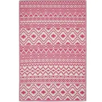 Homescapes Tapis d'extérieur résistant aux intempéries, rose et blanc, 150 x 240 cm, tapis de jardin Tia à motifs ethniques, tapis de balcon réversible