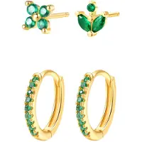 Hey Happiness Boucles d'oreilles 'Green Stack' or