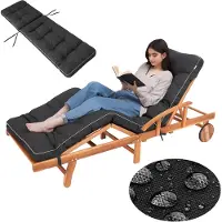 Hobbygarden Chaise longue Coussin pour Deckchair Coussin pour chaise longue - Coussin Hugo 201 x 55 x 8 cm, Noir