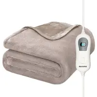 Auronic Couverture électrique - Duo Pack - Couverture chauffante - Polaire Sherpa - 9 niveaux de chaleur - 180x130 - 1 personne - Taupe