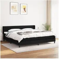 vidaXL Lit boxspring avec matelas noir 200x200 cm tissu