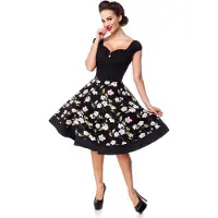 Belsira Robe mi-longue Rockabilly de - Vintage Kleid - M - 3XL - pour Femme - noir - Taille M
