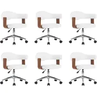 vidaXL Chaise de salle à manger pivotante 6 pcs. Blanc Bois courbé et similicuir