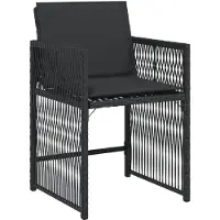 vidaXL Salon de jardin 9 pièces avec coussins noir poly rotin