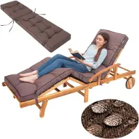 Hobbygarden Chaise longue Coussin pour Deckchair Coussin pour chaise longue - Coussin Hugo 201 x 55 x 8 cm, Marron