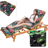 Hobbygarden Chaise longue Coussin pour Deckchair Coussin pour chaise longue - Coussin Hugo 201 x 55 x 8 cm, Feuilles multicolores