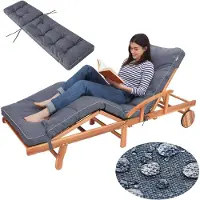 Hobbygarden Chaise longue Coussin pour Deckchair Coussin pour chaise longue - Coussin Hugo 201 x 55 x 8 cm, bleu marine
