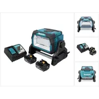 Makita DML 809 RF Projecteur de chantier à LED sans fil 18 V 10000 lm + 2x batterie 3,0 Ah + chargeur