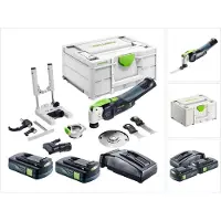 Festool VECTURO OSC 18 E-Basic Set Oscillateur sans fil 18 V Starlock Max Brushless + 2x batterie 3,0 Ah + chargeur + 7 pces. d'accessoires + Systainer