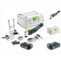 Festool VECTURO OSC 18 E-Basic Set Oscillateur sans fil 18 V Starlock Max Brushless + 1x batterie 3,0 Ah + 7 pcs. kit d'accessoires + Systainer - sans chargeur