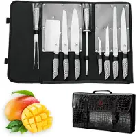 ROYAL SWISS Ensemble de couteaux de cuisine 10 pièces – Couteaux professionnels en acier inoxydable avec sac de rangement, marque