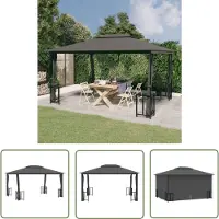 The Living Store Pavillon avec parois latérales et double toit, 3 x 4 m, anthracite