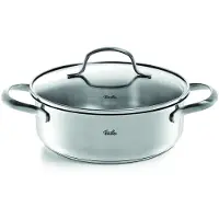 Fissler San Francisco / Marmite à rôtir en acier inoxydable (2,1 L - Ø 20 cm) avec couvercle en verre, bord verseur, économe en énergie - également induction