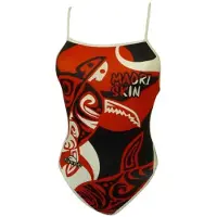 Turbo Maori Skin Tattoo Thin Strap Swimsuit Rouge,Noir 7-8 Years Fille