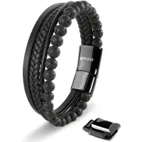 SERASAR Bracelet 'Stone' noir