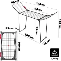 Kadax Séchoir à linge, vertical, stable, 18 m, pour les vêtements, pliable, pour le linge, grand