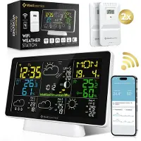 MostEssential Station Météo Wifi Edition - Station météo sans fil avec capteur extérieur - Hygromètre - Intérieur et extérieur - Portée 150 mètres - Application incluse - Blanc - 2 capteurs