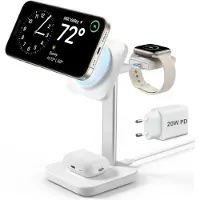 ESR HALOLOCK - Kit de recharge 3en1 (15 W), Chargeur sans fil, Blanc