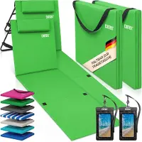 Detex 2x Matelas de plage vert 158 x 56 x 45,5 cm avec dossier